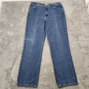 Lee Jeans Womens 16 Long Blue Relaxed Straight Leg 5 Pocket Stretch 3051849